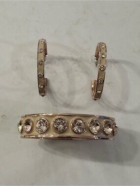 Givenchy Gold-Tone Crystal-Studded Bracelet and Hoop Earrings Set